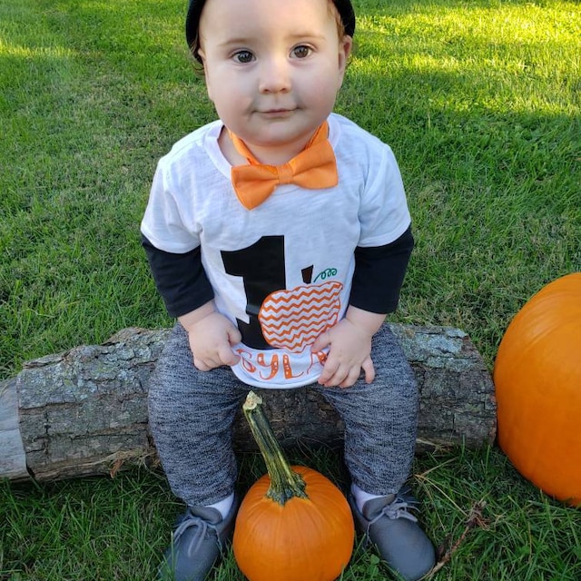 Pumpkin first birthday outfit boy outlet