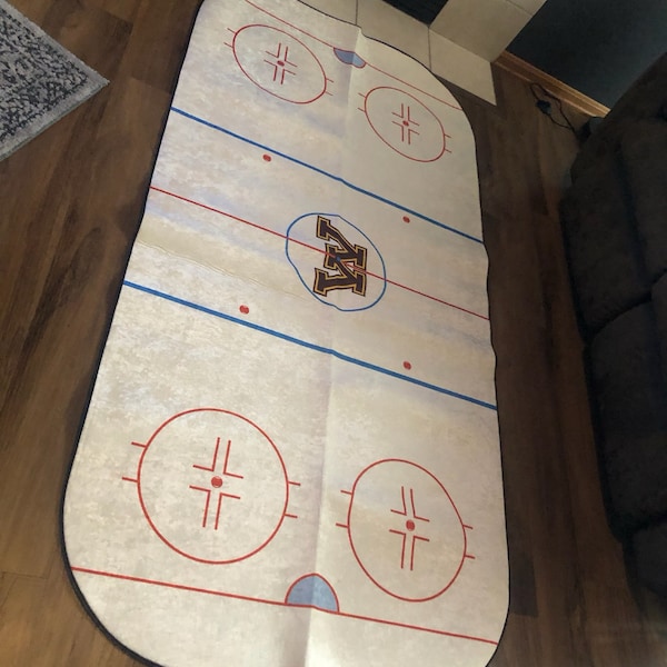 Ice Hockey Rink Printed Area Rug With Custom Team Logo • Washable Ice ...