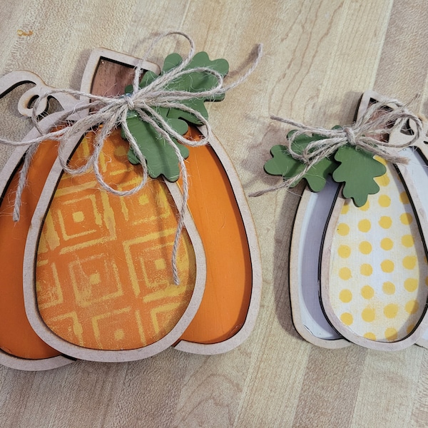 Framed Inlay Pumpkins DIY Unfinished Wood Craft Kit Tier Tray Home ...