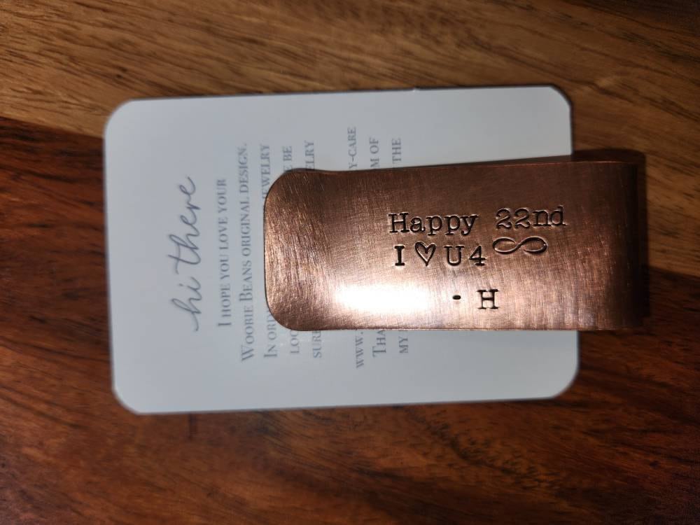 Custom copper money clip, Personalized rustic money clip, Gift for him, Copper gift, Masculine gift, Groomsmen gift, Wedding party gift