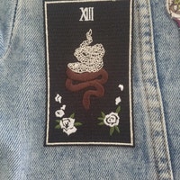 Esoteric Patch Death Tarot Embroidered Patch, Iron on Patch, Snake Patch, Tarot Patch ...
