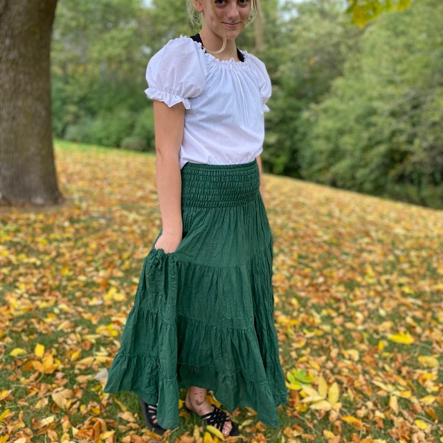 Tiered Pocket Skirt 100 Cotton All Natural Fiber Elastic