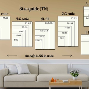 Canvas Print Size Smart Mockup, Editable Canvas Size Guide Mockup, Art ...