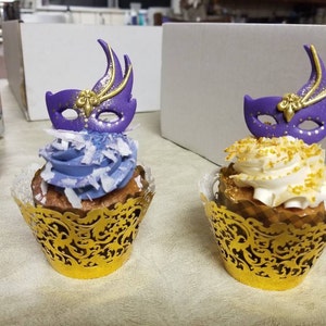 RFGHAC Mardi Gras Fondant Form Maskerade Maske Krone Silikonform für Karneval Cupcake Topper Kuchen Dekorieren Süßigkeiten Schokolade Gummipaste Polymer Clay 5 Stück