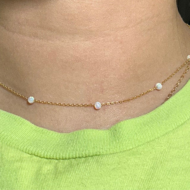 Opal Station Necklace by Caitlyn Minimalist • Dainty