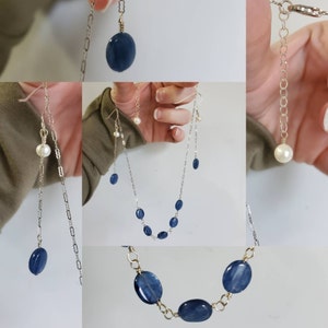 Orange /& Blue Varscite Jasper Nugget Necklace with Silver Tone Toggle 19 N4102018g