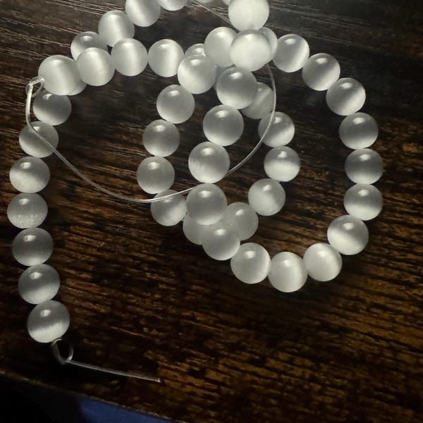 18" 8mm White & Black Dragon Veins Agate Round Gemstone Beads Necklace - Skysk