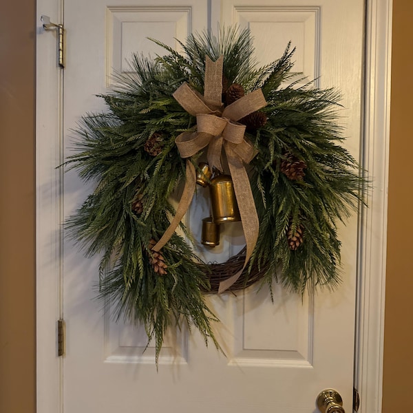 28 in. Christmas Bells Pine Wreath