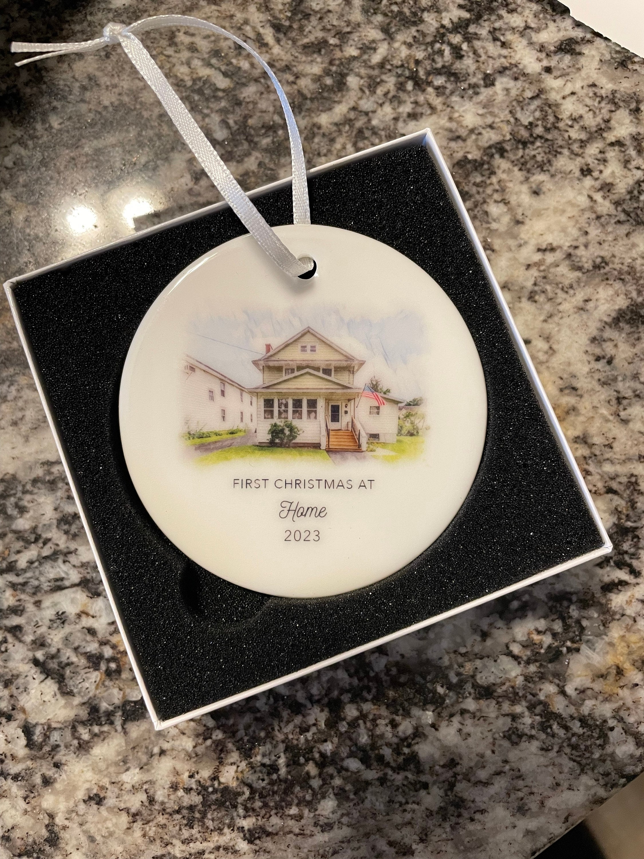 New Home Ornament - Personalized New Home Christmas Ornament - Watercolor Photo Ornament