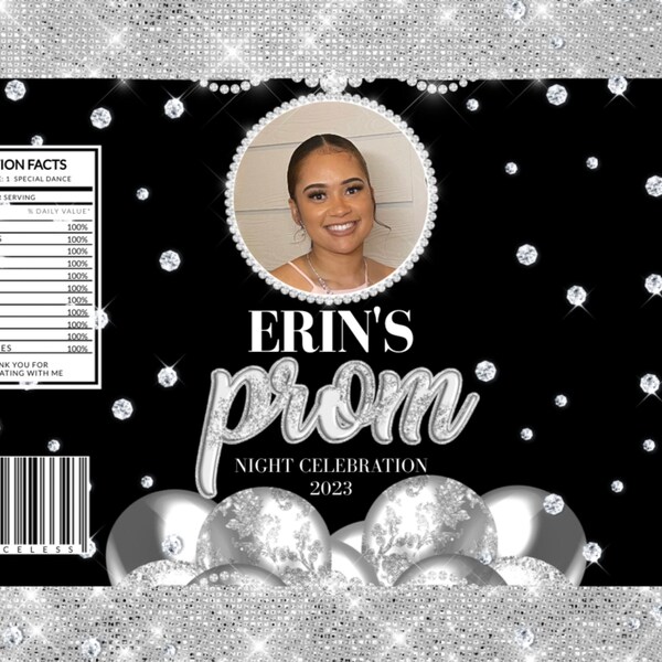 Prom Chip Bag, Silver Prom Favor Bag, Prom Send off Chip Bag, Printable ...