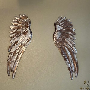 Beautiful Set Of Large 43” Galvanized Metal Angel Wings Rustic Wall Decor Pair
