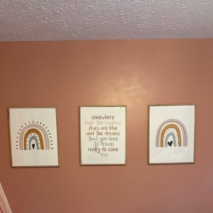 Boho Rainbow Set of 3 Nursery Art Prints, Girl Colorful Nursery Wall ...