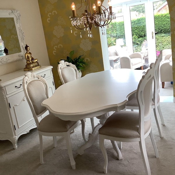Shabby Chic Vintage French Style Dining Table and 4 Dining Chairs Etsy UK