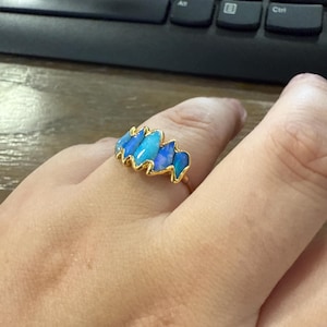Customer photo from Ana, 5 Stone Raw Opal Ring in Yellow Gold