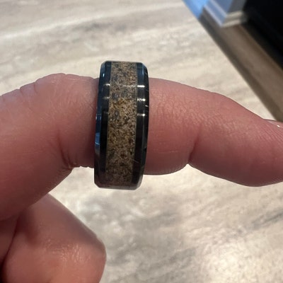 Your Sand Inlay Black Ceramic Ring Use Your Own Sand Men 8mm Women 4mm ...