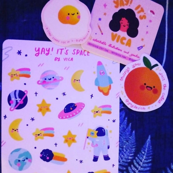 Kawaii Space Sticker Sheet – Cute Planner Journal Stickers - Etsy