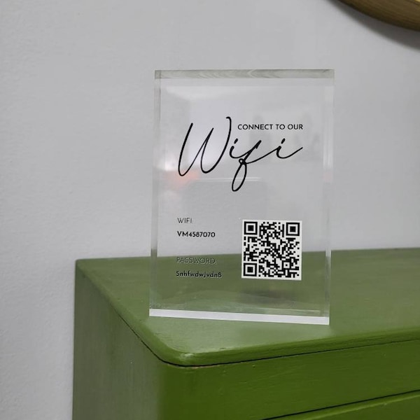 Wifi Acrylic Block Plaque With Password Info and QR Code Office Cafe ...