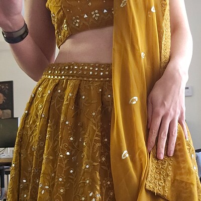 Laurel Green Designer Bridesmaids Wedding Lehenga Choli