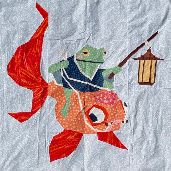 Frog and Goldfish FPP Quilt Pattern | the Quest (PDF Download) - Etsy