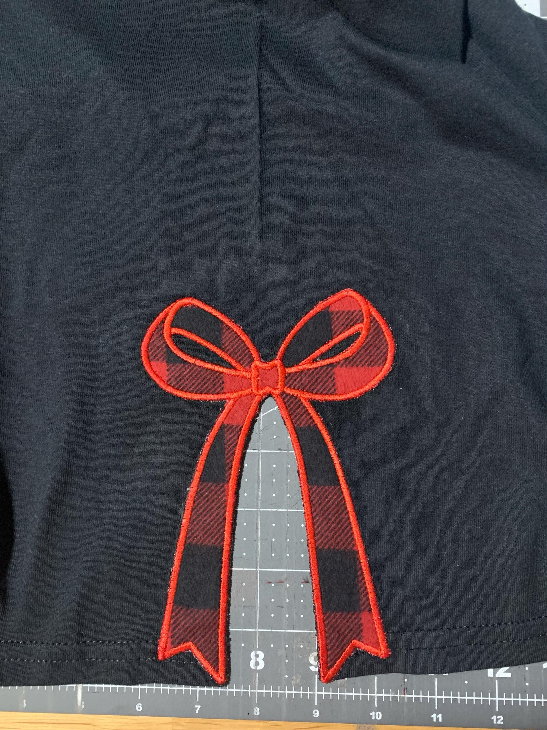 Customer project using Classic Side Seam Bow Applique embroidery design