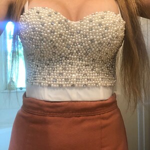 Best Seller Pearl Bustier Corset Encrusted With Real Crystal - Etsy