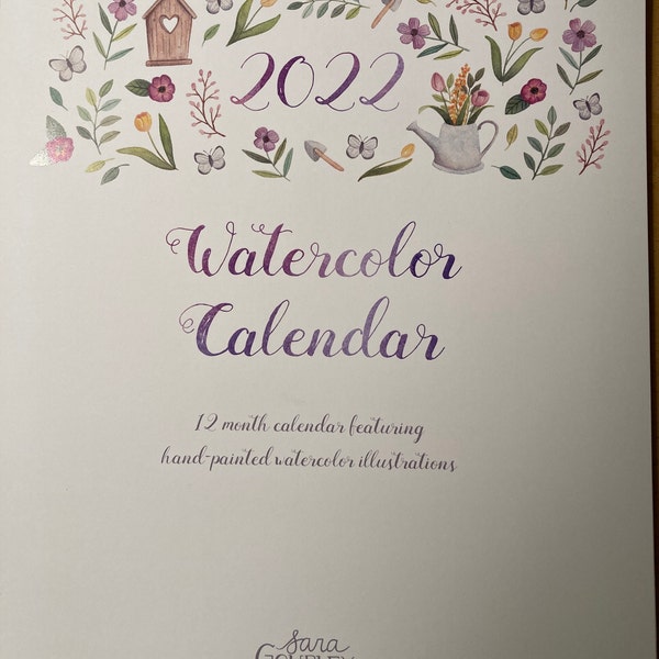 11x14 Large 2025 Watercolor Wall Calendar, Seasonal Hand Painted