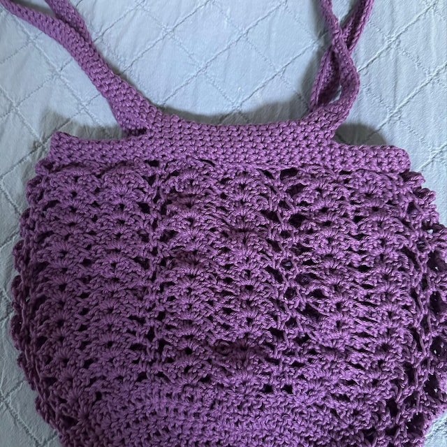 A customer's finished Willow Mesh Market Bag Crochet Pattern + Video Tutorial