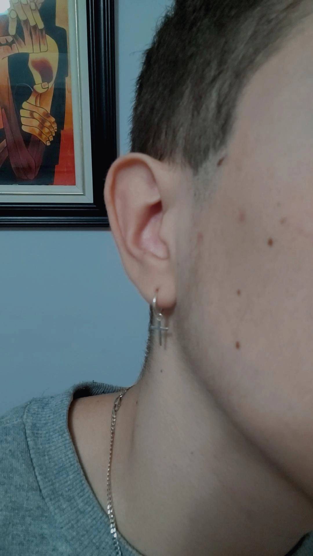 Silver Sterling Hoop Cross · Silver 925 Men Hoops with Cross · Men Earring · Gift for him · Silver Hoop Earrings · dangling earring