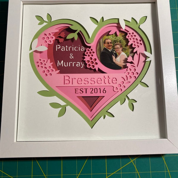 3D CUSTOMIZABLE WEDDING Shadow Box Svg, Custom Name, Layered Paper Art ...