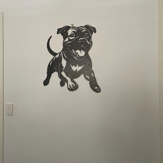 2 adesivi in vinile per cani Staffy da 10 cm Blu Staffordshire Bull