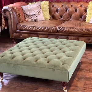 Green leather 2024 ottoman coffee table
