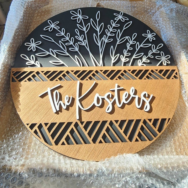 Wooden Door Sign, Family Name Sign, Engagement Gift, Housewarming Gift ...