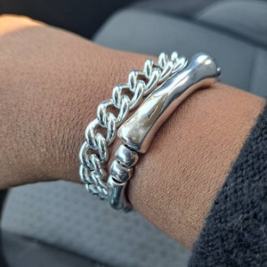 Silver Bracelets for Women Chunky Silver Bracelet Silver Jewelry ...