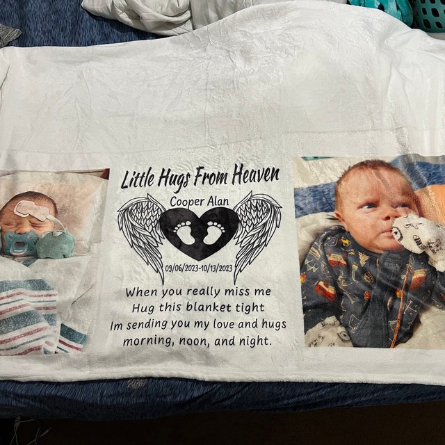Hugs From Heaven Memorial Blanket Personalized Memorial Gift Comforting Heaven Family Keepsake Gift for Grief Heaven Sent Throw Blanket Etsy