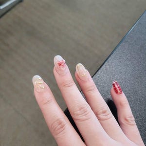 Wedding nails ,Flower Nails hand painted nail,custom press on nails,3D Nails,Campanula Nails,Acrylic Nails  ,Brown nails,Floral Nails