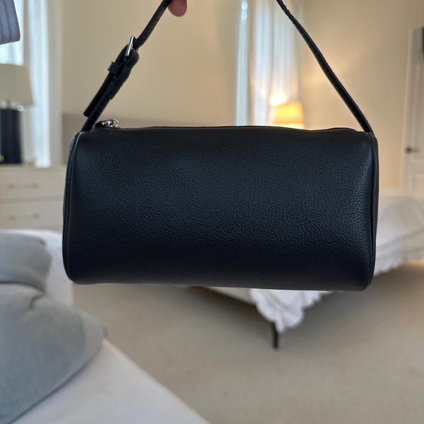 COBBLE TOP HANDLE BAG 23 IN CHOCOLATE LAMBSKIN