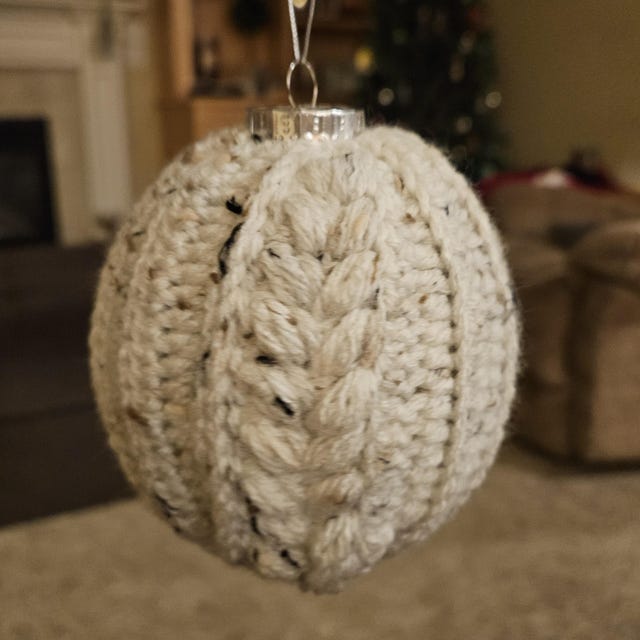 A customer's finished Autumn Wheat Bauble Ornament Crochet Pattern