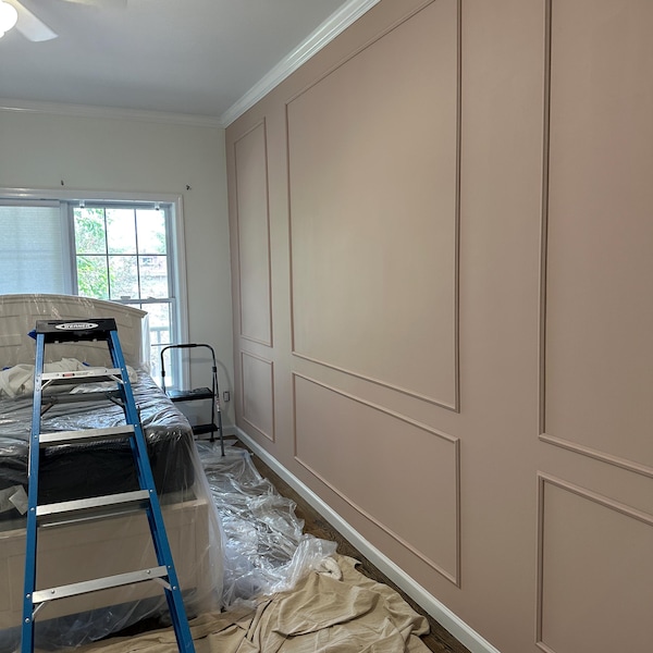 Wall Molding Bedroom Kit, Wainscoting Ready Cut Set, Wall Moulding ...