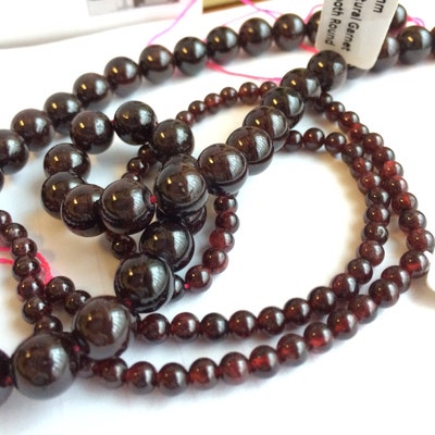 Natural Red Garnet Smooth Round Beads 2mm 4mm 6mm 8mm 10mm 12mm 15.5 ...