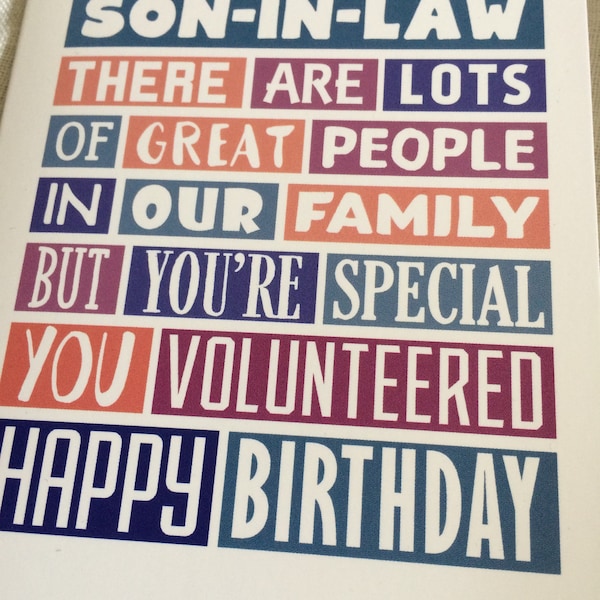 Funny Birthday Card for Son-in-law | Funny Card | Son in Law Birthday ...