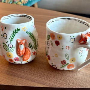 手作り陶器マグカップ：3Dフォックスディテール - Etsy 日本