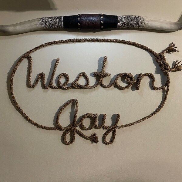 Nautical Rope Signs 9 LETTER Rope Name Sign, Western/nautical Rope Name Art, Cowboy Themed ...