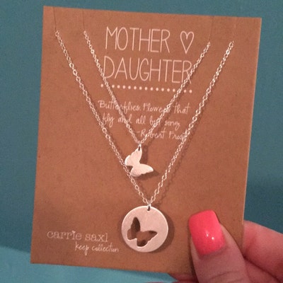 Mother Daughter Necklace Set Butterfly Jewelry Mother's Day Gift Mom ...