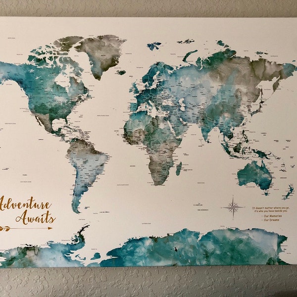 Adventure Awaits Large World Push Pin Map for Family Adventures, Map ...