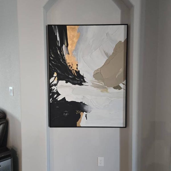 Textured Black and White Abstract Painting: 3D Minimalist Wall Art - Etsy
