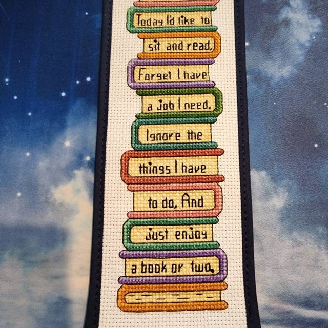 Cross Stitch Bookmark Pattern I'd Like to Read Book Stack of Books  Printable Pattern Digital Pattern Bookworm Book Lover 