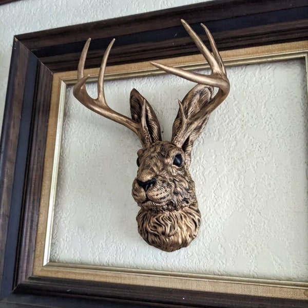 Rabbit Head Wall Art | 3D Bunny Head Decor, Finished in Pale Brown ...
