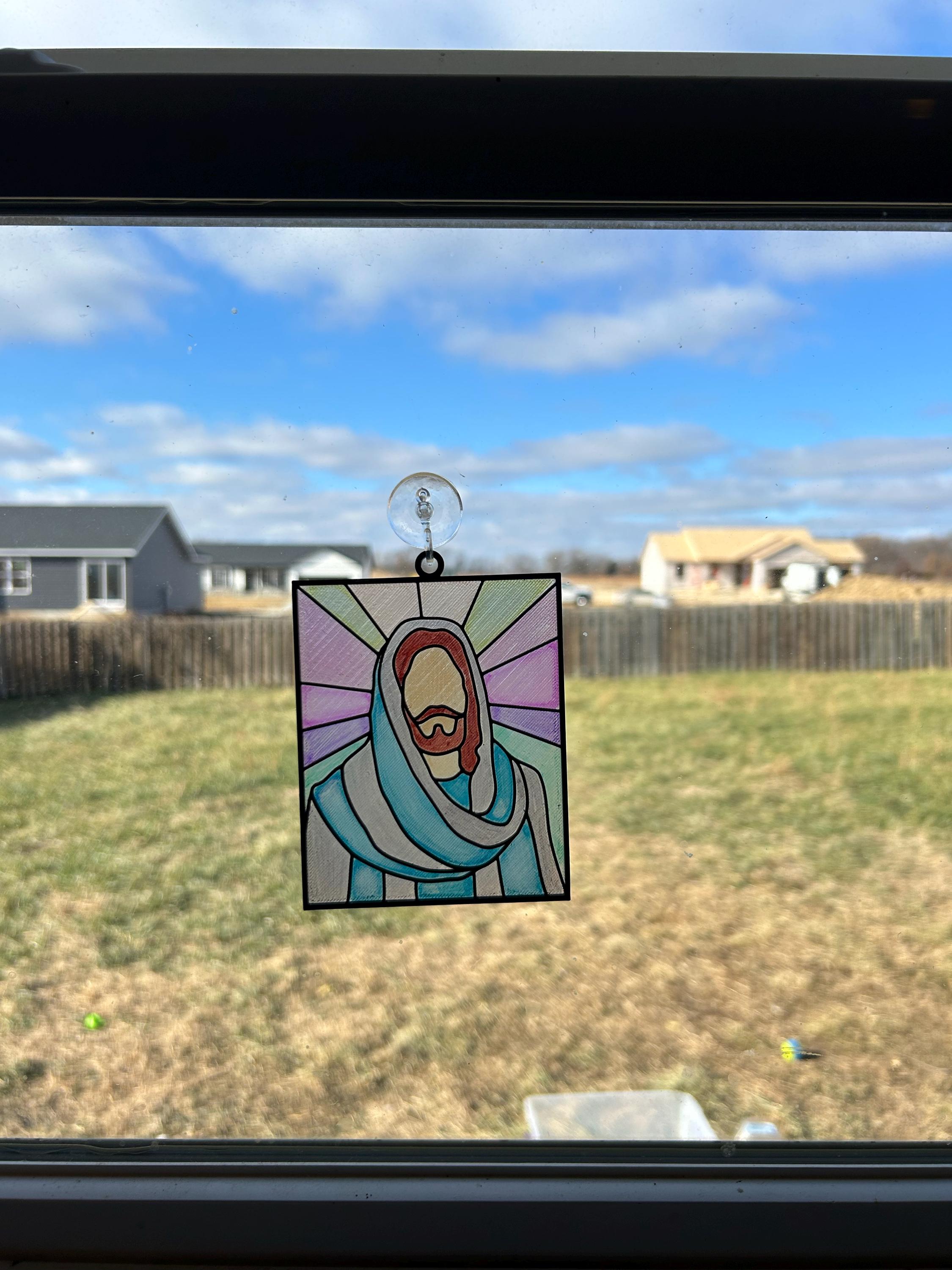 Jesus Stained Glass frame WITH Thin Translucent backing (3D printed)