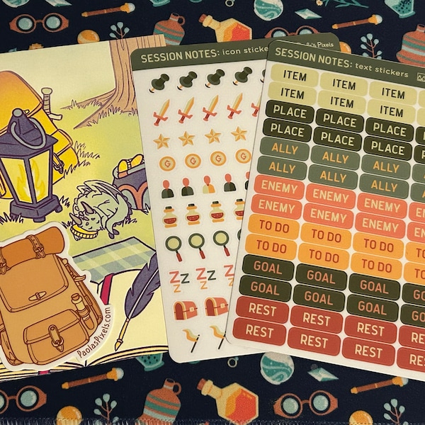 Dungeons and Dragons Session Notes Sticker Sheets - Text and Icon ...