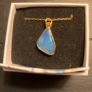 Customer photo from Claire, Raw Australian Opal Necklace with Paperclip Chain